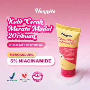 Honnete Intense Glow Underarm Gel 40g - Gel Pencerah Ketiak 5% Niacinamide Anti Bau Badan Dermatologically Tested - 1IG