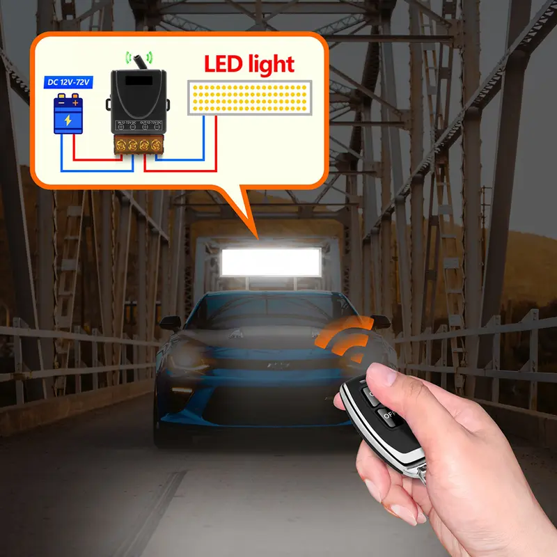 Relay Switch AC 220 DC 12V 1CH Remote Control Saklar on off /Sakelar Kontrol Jarak Jauh Nirkabel RF 433Mhz 30A DC 12V 24V 48V 72V Penerima Relai Arus Tinggi untuk Pompa Lampu Lampu 70 Meter 5