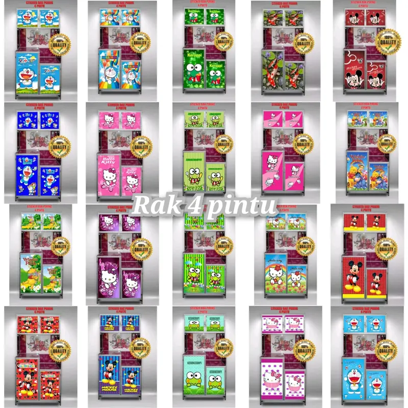STIKER RAK PIRING 4 PINTU MOTIF KARAKTER Sticker 1