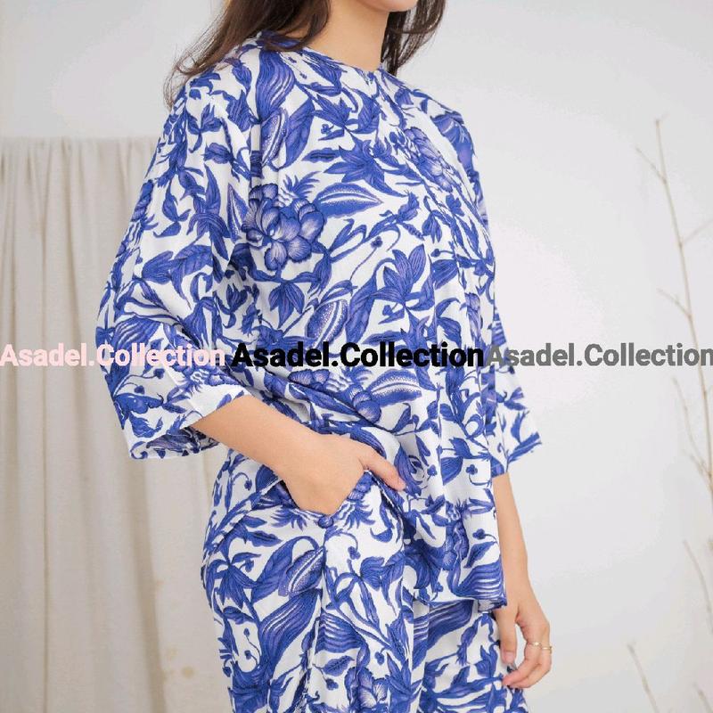 Asadel Anaya Set Rayon Adem Busui Setelan Celana Motif Ibu Muslim Nyaman Panjang 3