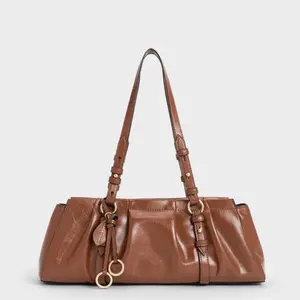 Britton Tas Bahu Ruched Elongated - Coklat dengan Desain Elegan dan Fungsional