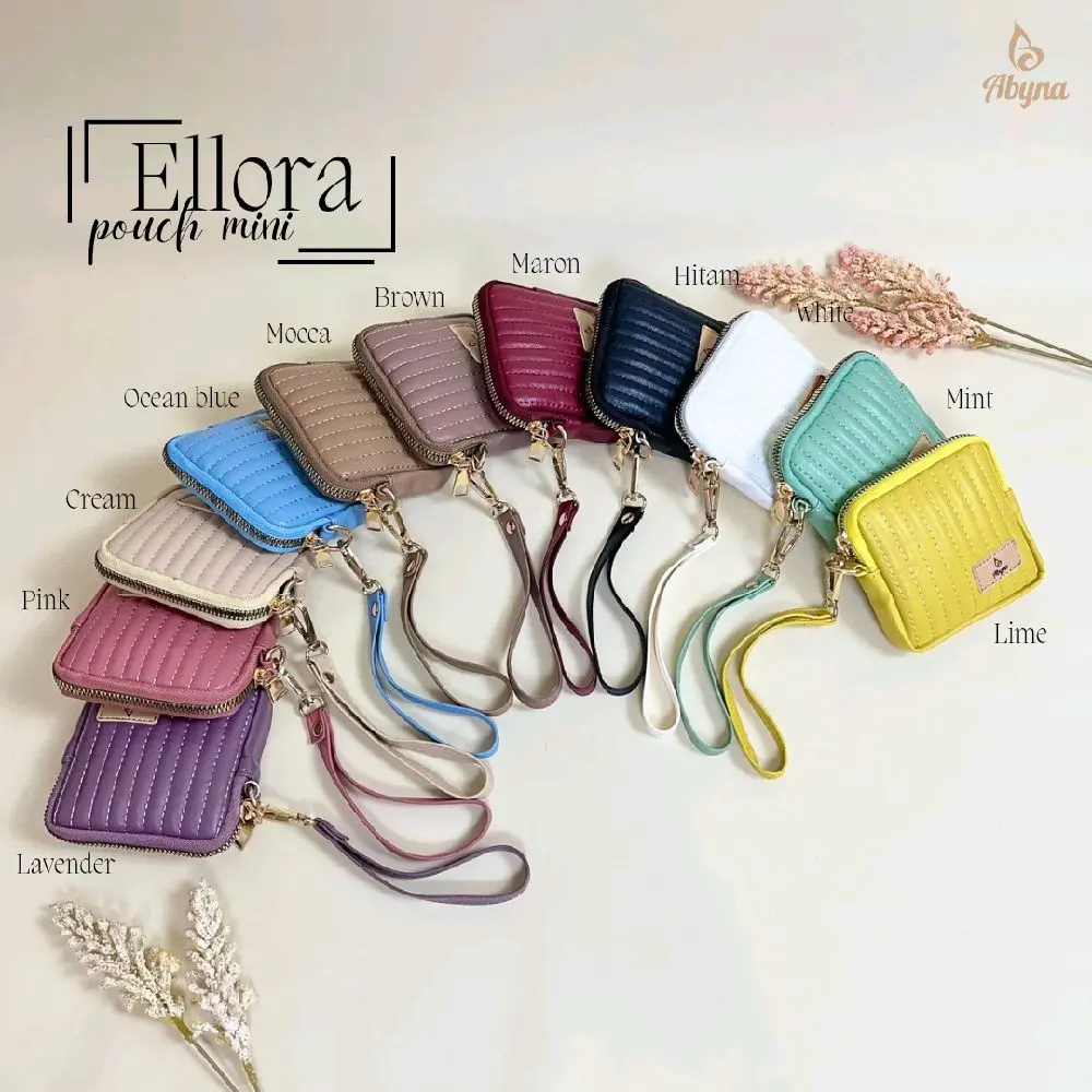 (ZELYA) ELLORA POUCH MINI BY ZELYA, dompet kecil wanita, dompet koin, dompet daily wanita anti air terlaris Kulit murah Pink Hitam Kartu Uang