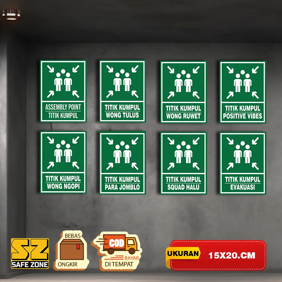 NEW Sign Pajangan Dinding Titik Kumpul Poster Bingkai Kayu Safezone