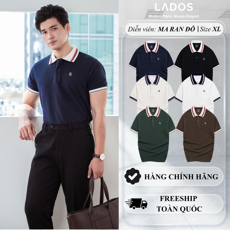 Áo thun polo ngắn tay phối bo LADOS-9190 form basic thanh lịch, phong cách Hàn quốc