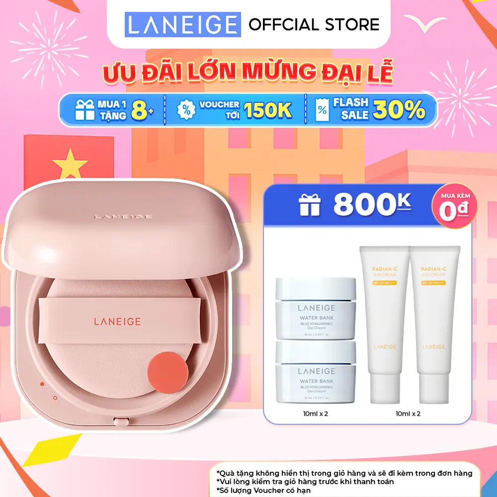 Phấn nước Trang Điểm che phủ siêu nhẹ che khuyết điểm căng bóng LANEIGE NEO Cushion Glow 15g Mỹ Phẩm Cosmetic Women