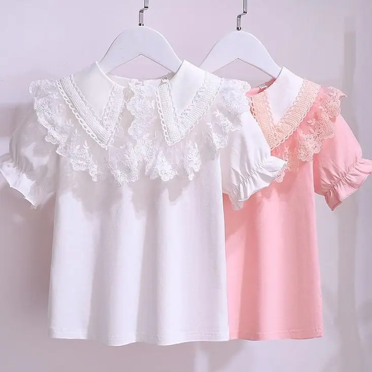 acadiakids Atasan Anak Perempuan Blouse ZALINA Kerah Brukat Lengan Pendek Premium Fashion 1