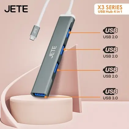 USB Hub Type C 4 in 1 JETE X3 Converter - Garansi 2 Tahun Card 2