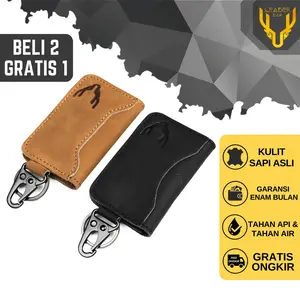 Dompet STNK Mobil Kulit Sapi Asli Leaderbag Terbaru Hitam Dan Coklat Waterproof Gantungan Kunci Motor Premium