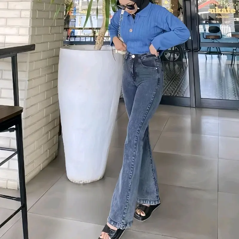 COD celana panjang hw cutbray celana panjang wanita kekinian Quality premium highwaist cutbray tebal dan melar terbaru pants jeans cut bray ootd outfit korea pas flare 8