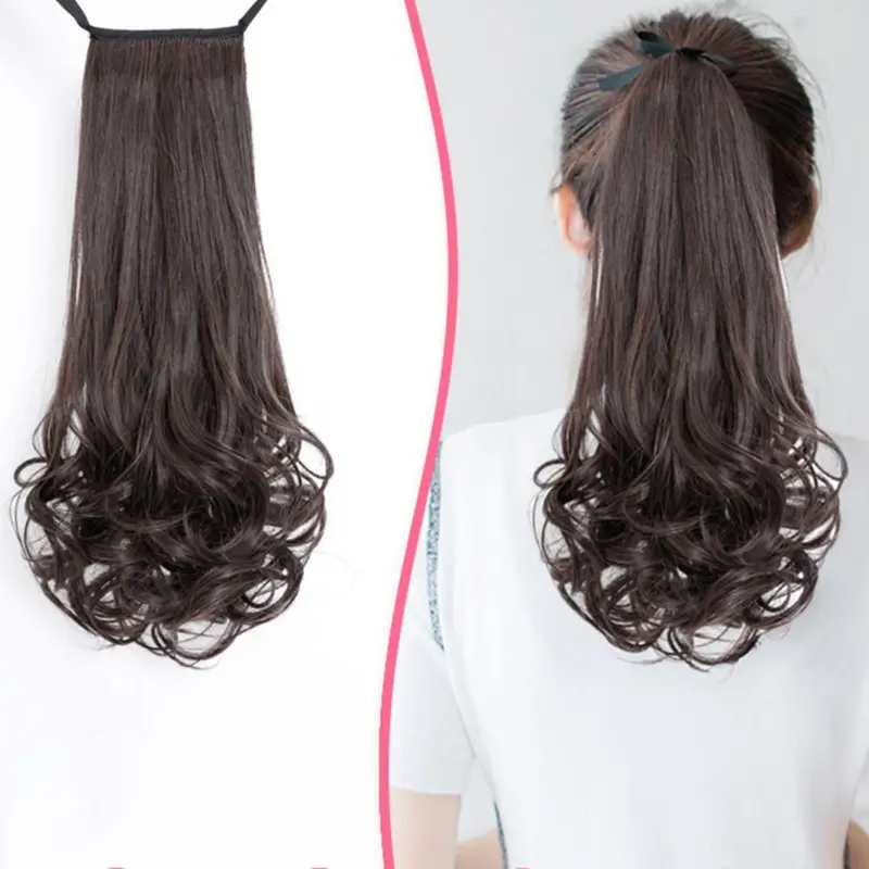 Thời Trang Dự Tiệc Mềm Mại Cho Nữ, Tóc Giả Lông Mịn Vô Hình Cho Nữ, Buộc Vào Đuôi Tóc, Sợi Chịu Nhiệt, Nối Tóc Đuôi Ngựa, Tóc Đuôi Ngựa Dài Gợn Sóng, Tóc Đuôi Ngựa Xoăn Tổng Hợp 7