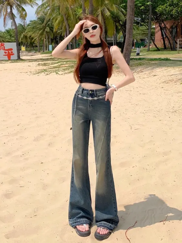 Celana Jeans Wanita Highwaist Cutbray Jumbo Baggy Pants  Biru - Panjang wide leg jeans high  waist loose jeans  cutbray flare jeans gombrong retro denim outfit 2025 cut bray 001 2