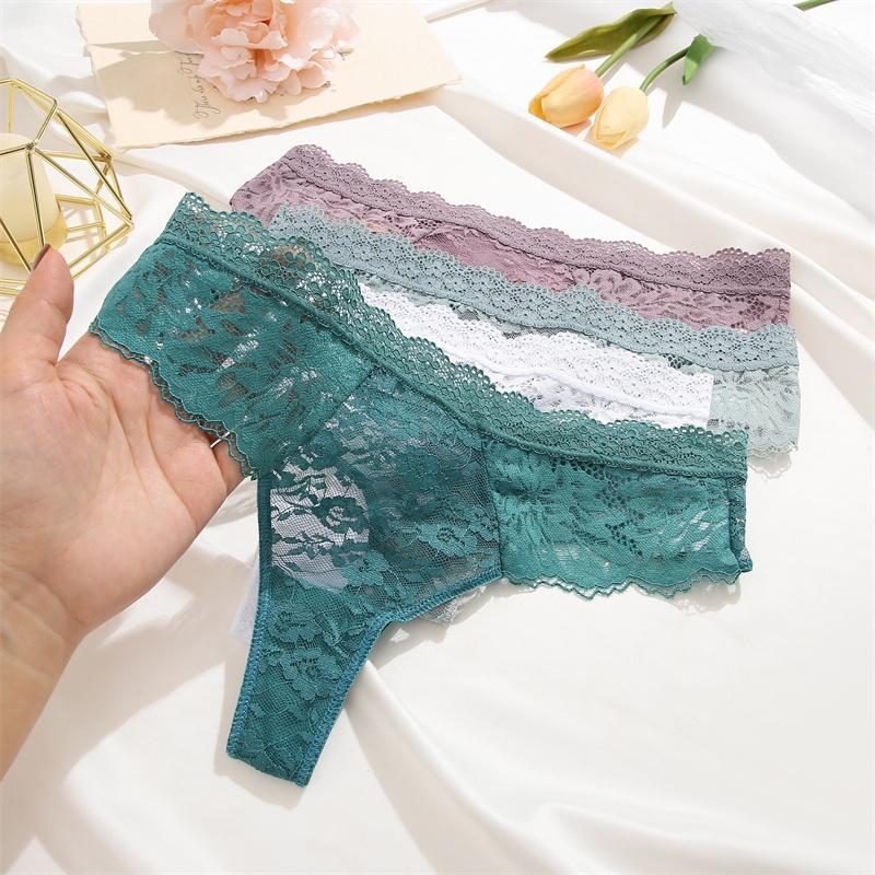 Quần Lót Ren Nữ, Gợi Cảm, Hợp Thời Trang, Hoa, Cạp Thấp, Lưng Chữ T, Quần Lót Nữ, Bikini, Đồ Lót