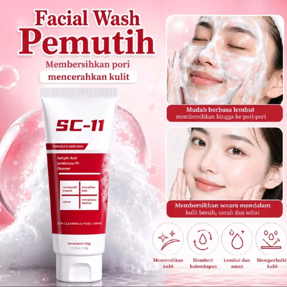 SC-11 Facial Wash Cleancer Low PH untuk Wajah Muka Mencerahkan Kulit dan Membersihkan Pori Pencerah Kulit dan Melembabkan