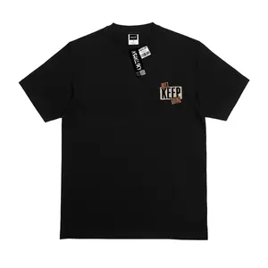 Ashallsky Baju Kaos Distro Dewasa Pria Wanita Simple Just Keep Going Hitam Bahan Katun Combet 30s