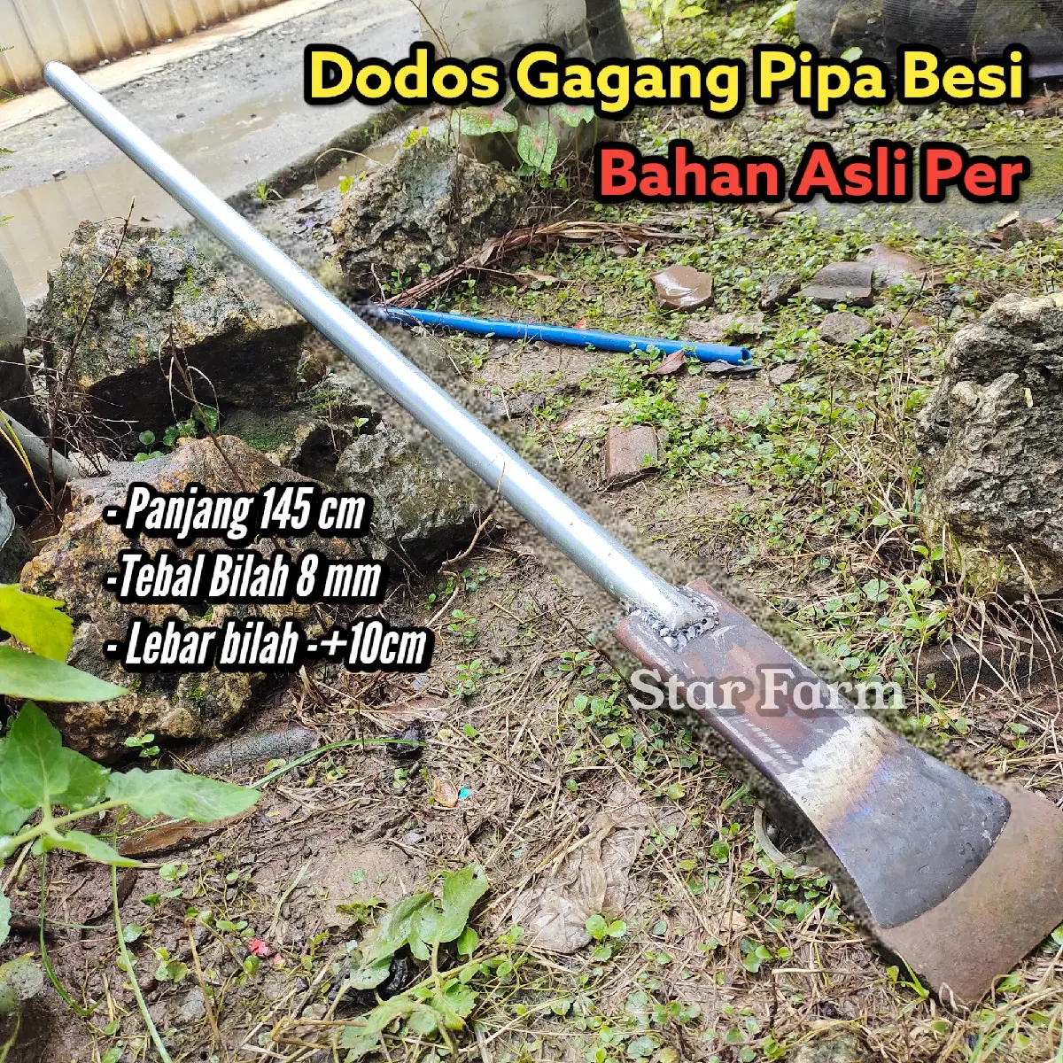 ( FREE ONGKIR ) Dodos Gali Tanah Penggali Tanah Keras - Linggis Dodos Panen Sawit Gagang Pipa Tajam dan Kuat