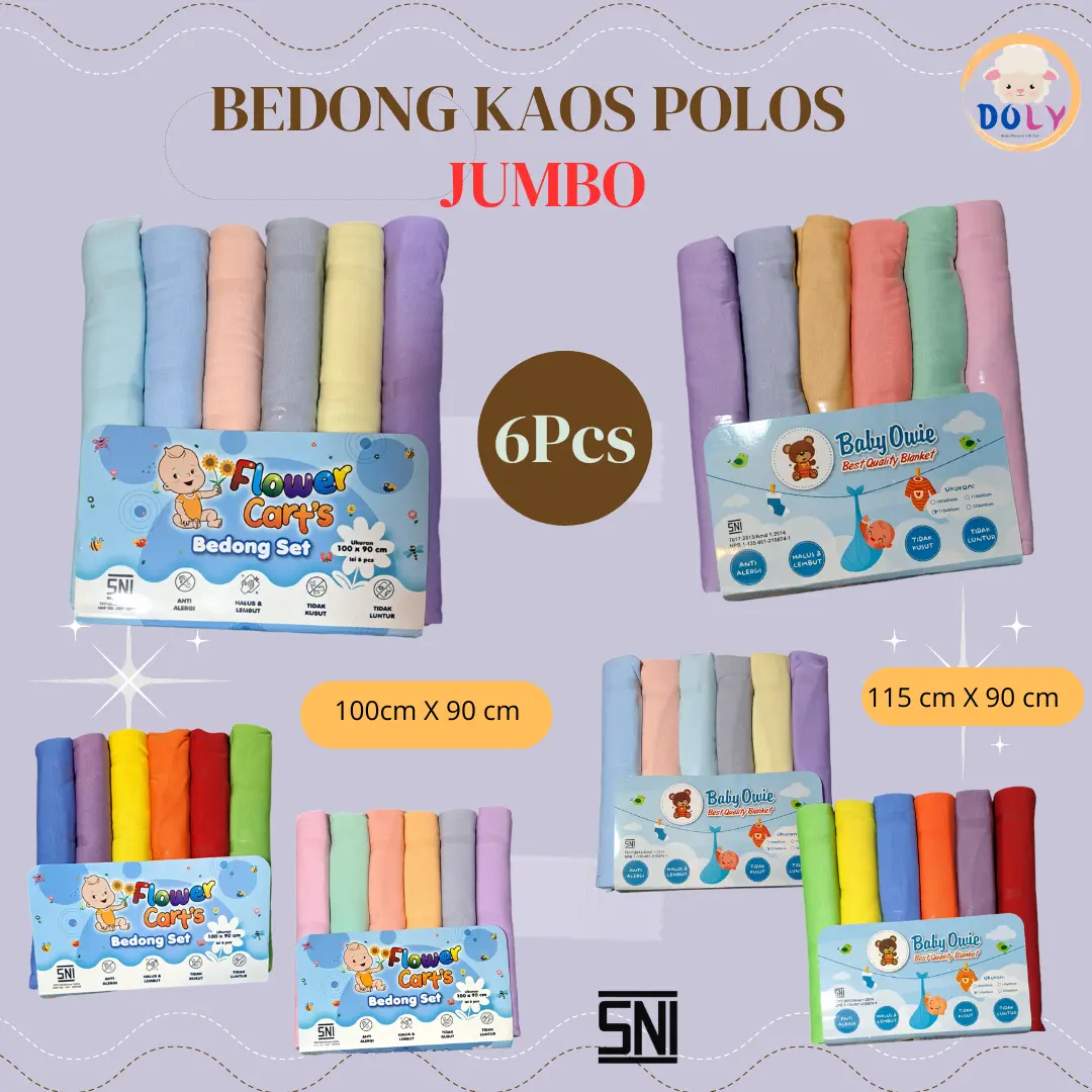 Doly - Bedong Bayi Newborn Polos Bahan kaos ukuran jumbo