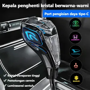 Moonbey Knop Tuas Perseneling Mobil Manual Otomatis Premium/Gigi Mobil Mewah Diamond + Lampu