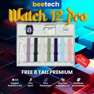 Beetech Smartwatch 12 Pro Original Gen Tertinggi dapat 8 Tali untuk iOS Android di lengkapi Fitur Notifikasi ANGKAT TELFON DENGAN SENSOR GERAK - MRT