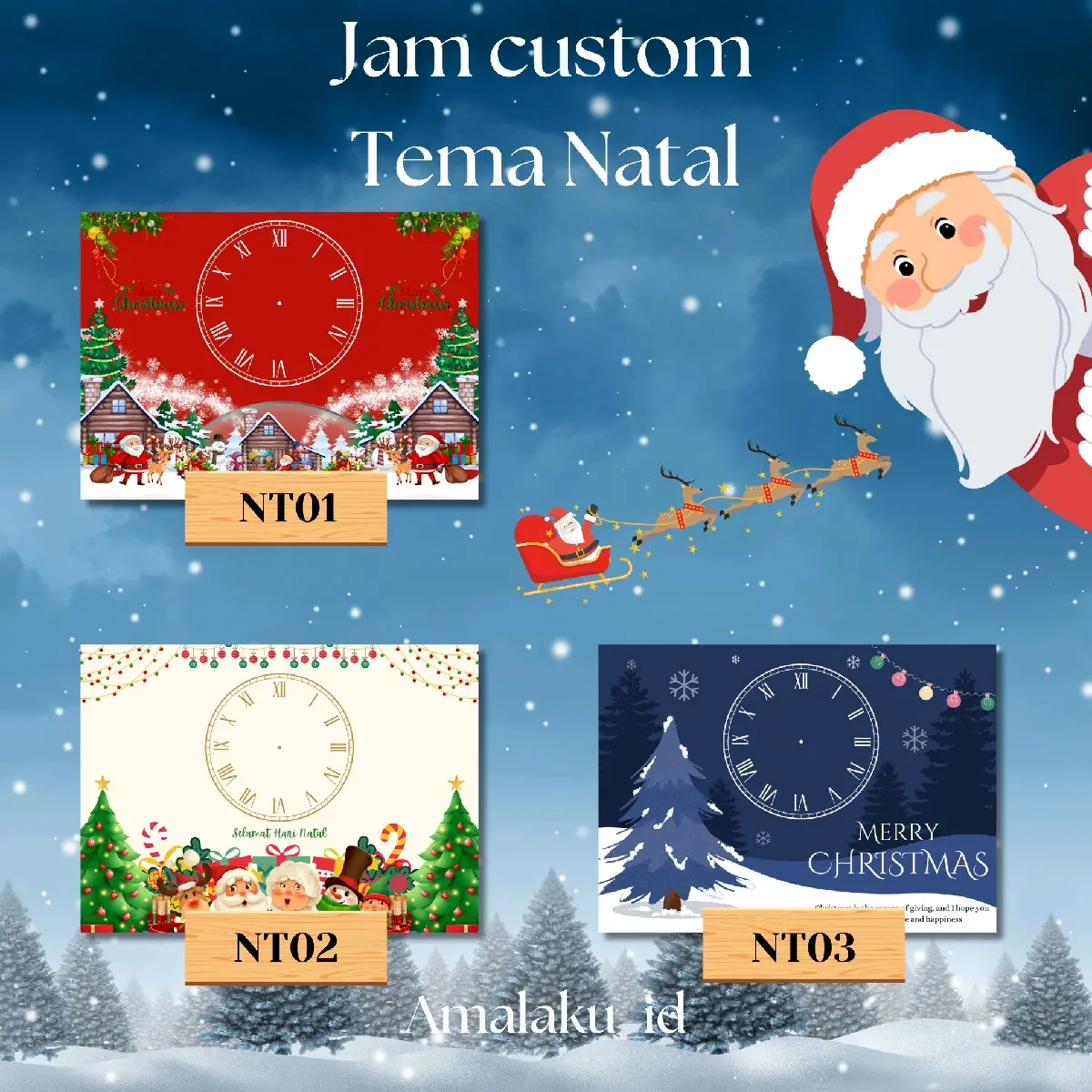 Jam Custom 1 Hari Jadi Tema Natal Hampers untuk wisuda Hadiah untuk ulang tahun, Jam custom analog amalaku id  Modern Stand