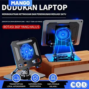Stand LaptopTiang Penyangga Tablet 360° Rotatable Lipat Portable dengan Kipas Pendingin Cocok untuk iPad dan Laptop