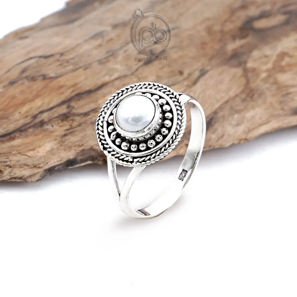 Cincin Mutiara Tawar Elegant Wanita Perak Asli 925 Perlamina