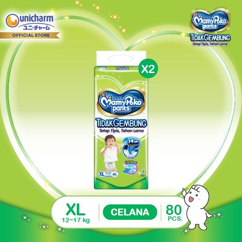 Gambar MamyPoko Pants X-tra Kering Slim Tidak Gembung - XL 40 - Popok Celana - 2 Packs dari Unicharm Official Store Kab. Tangerang Tokopedia
