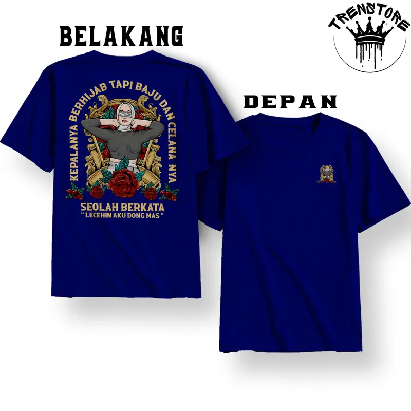 Kaos Kepalanya Berhijab Tapi Baju dan Celananya Seolah berkata // Distro Baju Sindiran Combed Kerah Logo Nyaman Pria Printing Sablon Standar 2