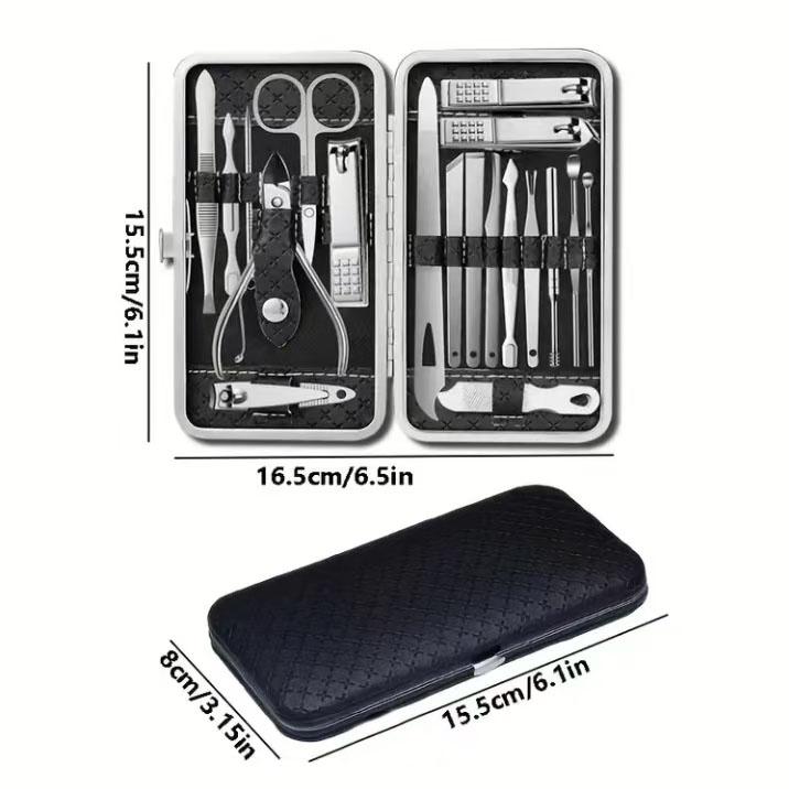 Product Introduction of 19 piece set leather nail Clipper Set Nose trimmed nail clippers eyebrow press for neckline pick accessories plus luxury nursing tools multi-function 8