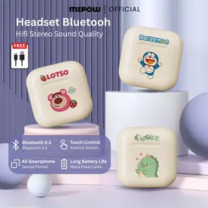 MIPOW Headset Bluetooth Gaming TWS Earphone Wireless Headphone Nirkabel Earbud Touch Control Bass HiFi Stereo For iPhone and Android Ponsel