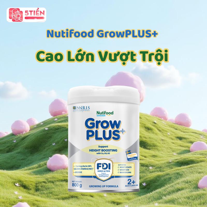 Sữa Bột Nutifood Sweden GrowPLUS+ 2+ Cao lớn vượt trội (Bạc) trên 2 Tuổi, Lon 800g