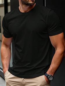 Camiseta de hombre de tallas grandes 2XL–6XL, cuello redondo simple y manga corta, para uso diario casual, diseño cómodo y a la moda, opción perfecta como regalo
