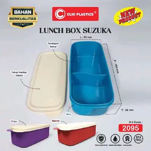 Paket 1-3 Pcs Lunch Box Suzuka 2 Sekat Clio Plastik-Tempat Makan-Kotak Bekel Saouvenir Ulang Tahun Kitchenware