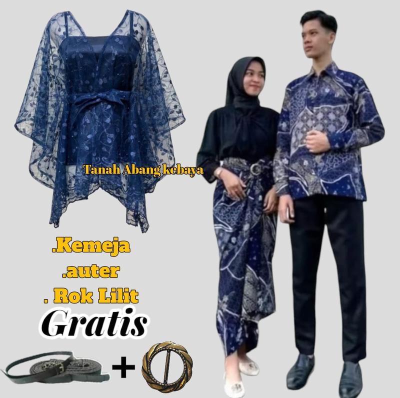Couplean Lengkap (Kemeja Lengan Panjang+Outer Dan Rok Lilit Batik) Kekinian untuk Acara FORMAL I Kondangan I Wisudah Dan Free Ring 4