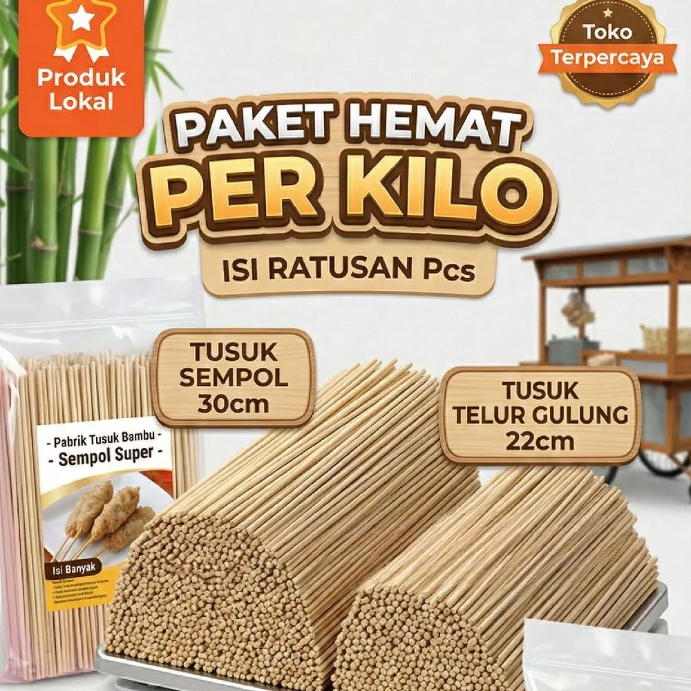 1 Kg Tusukan Sempol Tumpul / Tusuk Telur Gulung / Tusuk Papeda / Tusuk Cilok Sosis Bakar / Tusuk Bambu Tumpul
