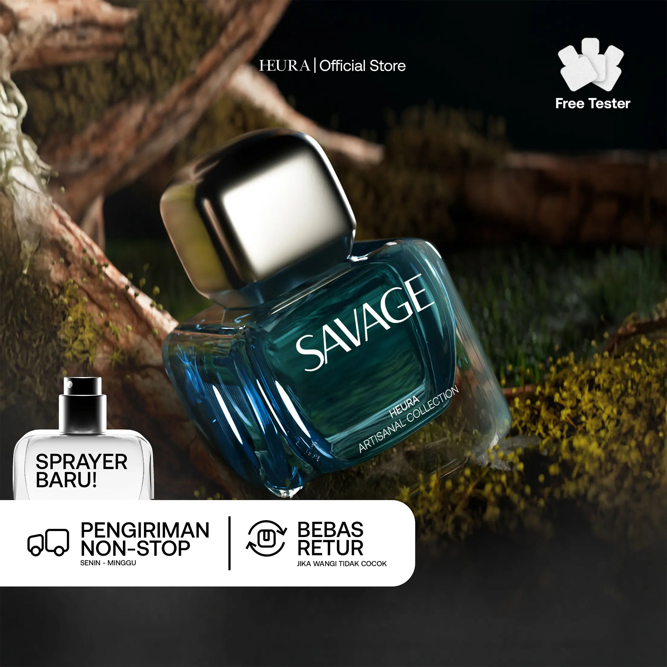 HEURA Savage - Extrait de Parfum - Aroma Fresh Bergamot Patchouli Elegant Parfum Pria Tahan Lama