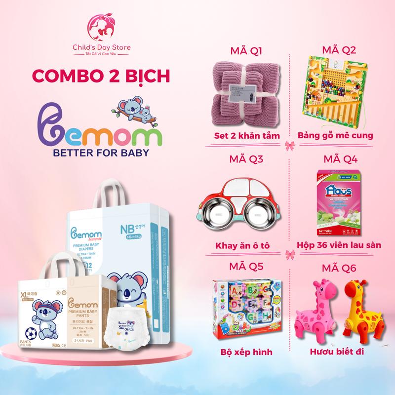 (Link chọn quà) COMBO 2 Bịch BEMOM Hàn Quốc Quần/Dán Đủ Size - Tã Bỉm bemom summer/ bemom plus - Childs day store