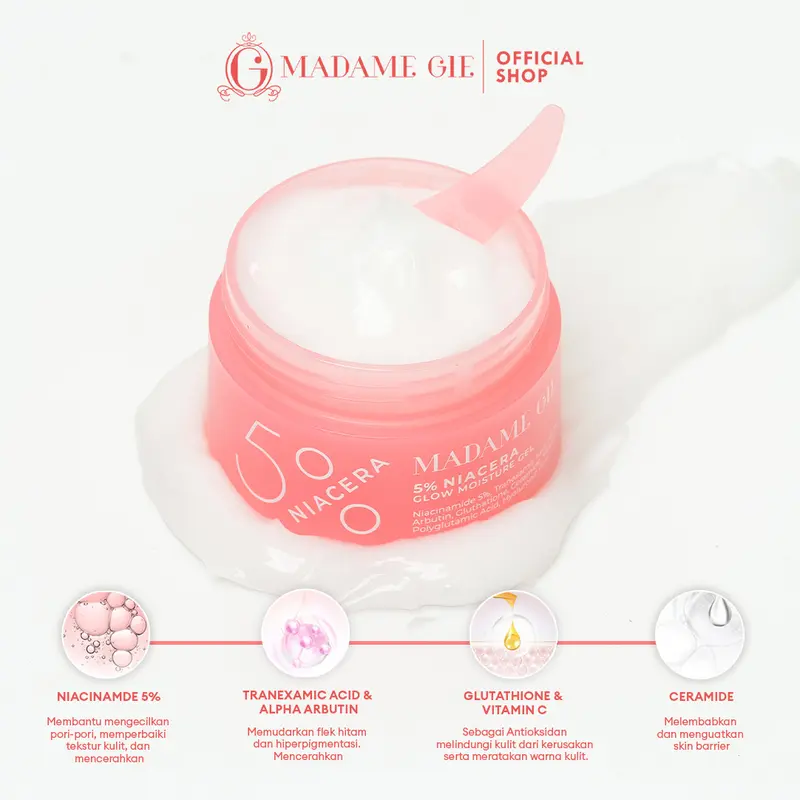 [DOKTIF APPROVED] [SPECIAL CREATOR] Madame Gie 5% Niacera Glow Moisture Gel - Skincare Pelembab dan Pencerah Wajah 4