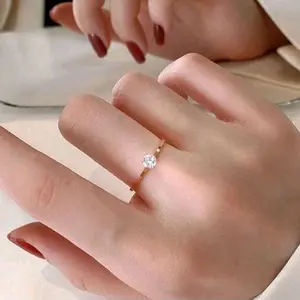 Cincin Titanium Wanita Permata batu Mata satu ANTI KARAT Cincin rings couple nikah