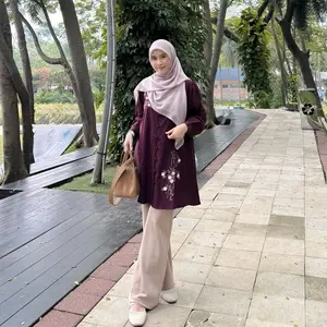 Haula Tunik atasan linen bordir busui friendly Cantik Fit Muslim Panjang
