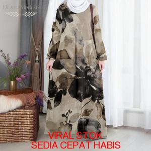 Jubah Wanita Viral 2026 Longgar Menutupi Bahagian Intim Berlengan Panjang Cantik Gaun Muslimah untuk Semua Acara dengan Poket Sisi Fesyen Moden Anabia Budak Embroidery Lace Cey Kosong Corak Bunga Premium Emboss Bamboo Dress Style Kebaya