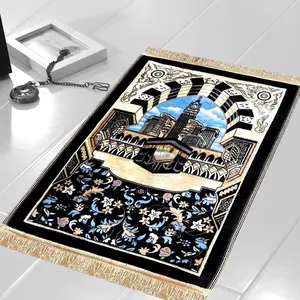 SAJADAH_ID - Sajadah Turki Motif Masjid & Ka'bah Ukuran 110x70cm Dengan Alas Anti Slip Bahan Premium 70cmx110cm