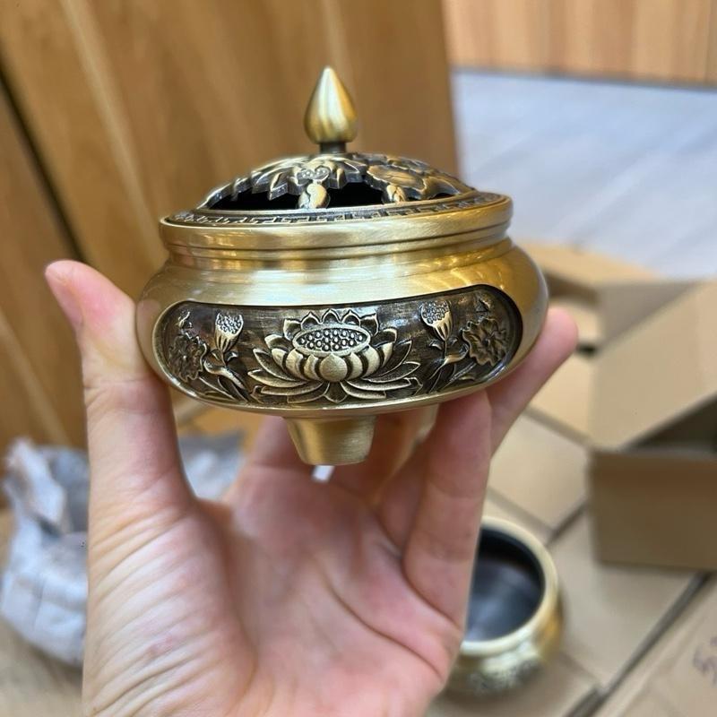 LƯ ĐỒNG TẶNG HỘP TRẦM VÂN MÂY ĐIÊU KHẮC CAO CẤP ĐỐT TRẦM HƯƠNG - SIZE TRUNG - CHẠM KHẮC DÀY DẶN TINH XẢO