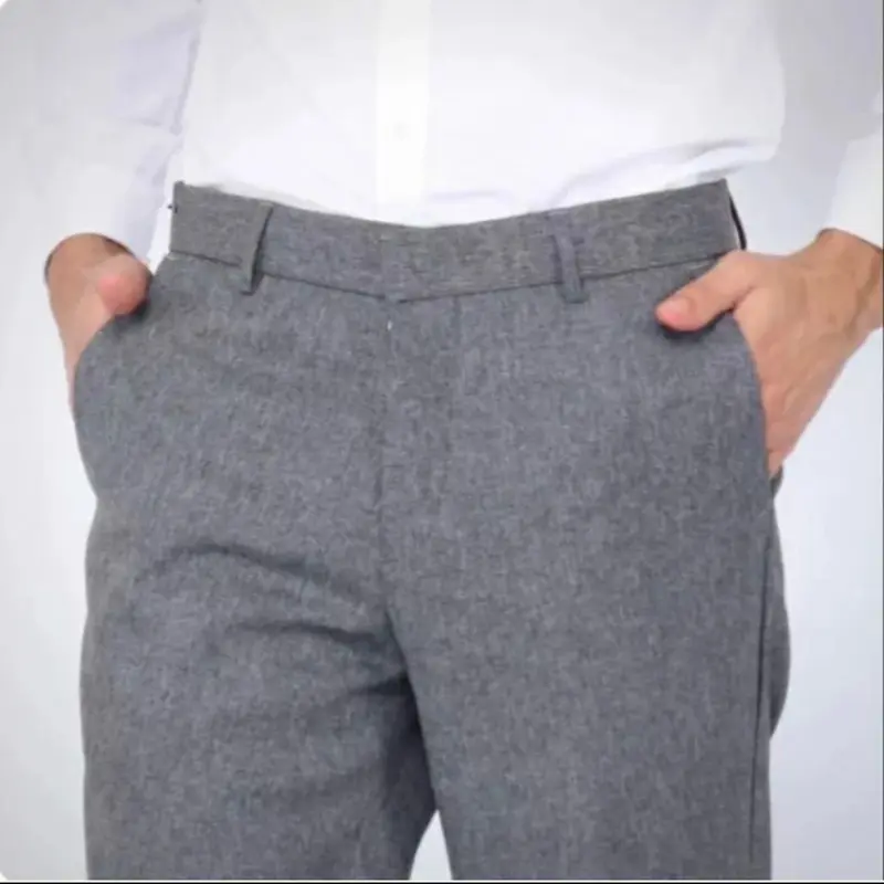 ￼Celana Kantor Formal Pria Slimfit Bahan Wool Premium CELANA KANTOR 27 32 Hitam Muda Abu semi 7