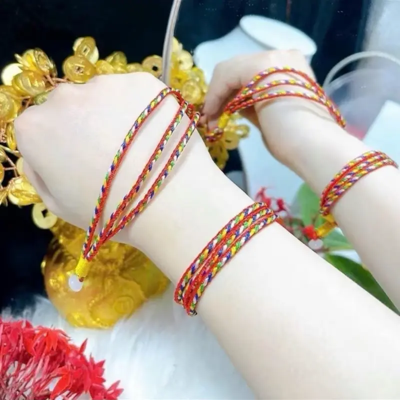 ( TẶNG MÈO THẦN TÀI ) Vòng Tay Chỉ Ngũ Sắc Tây Tạng Đá Ngũ Hành Phong Thuỷ Phù Hợp Tất Cả Các Mệnh 3