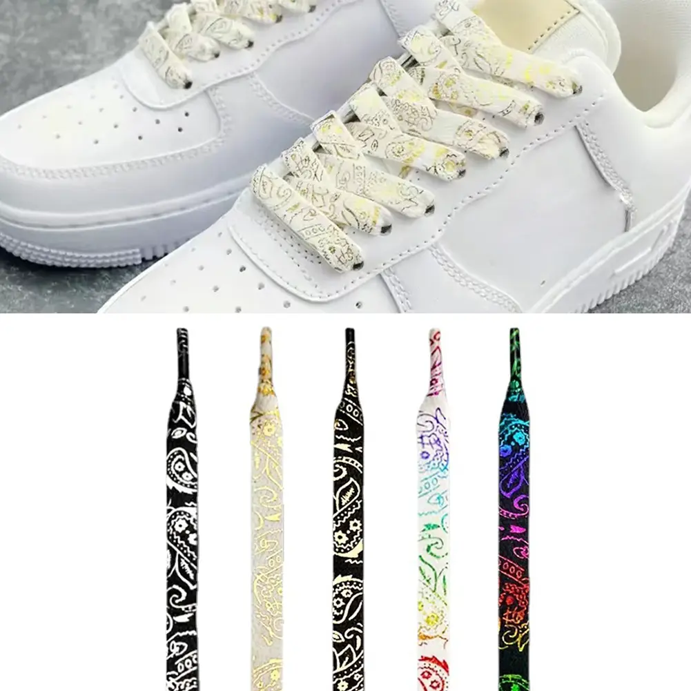 1 Pair 120/140/160cm Cashew Flowers Shoelaces Women Men Red Black Blue Classic Soft Shoestring Casual