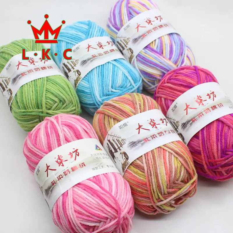 AMC02 Readystock Benang Kait 5ply Mix Milk Cotton 5 Cotton Yarn Soft Yarn Crochet Knit Yarn Benang Lembut Snorlax Crochet Stitch amigurumi
