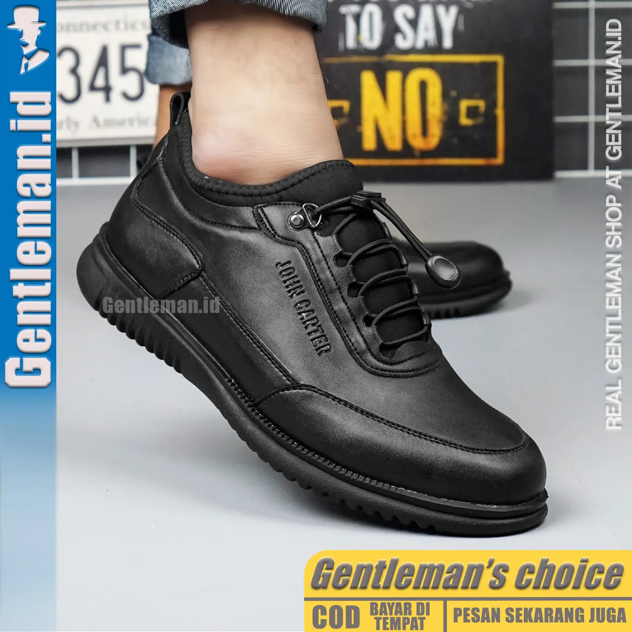 GENTLEMAN Othello Sepatu Formal Pria Hitam Kerja Kuliah Casual