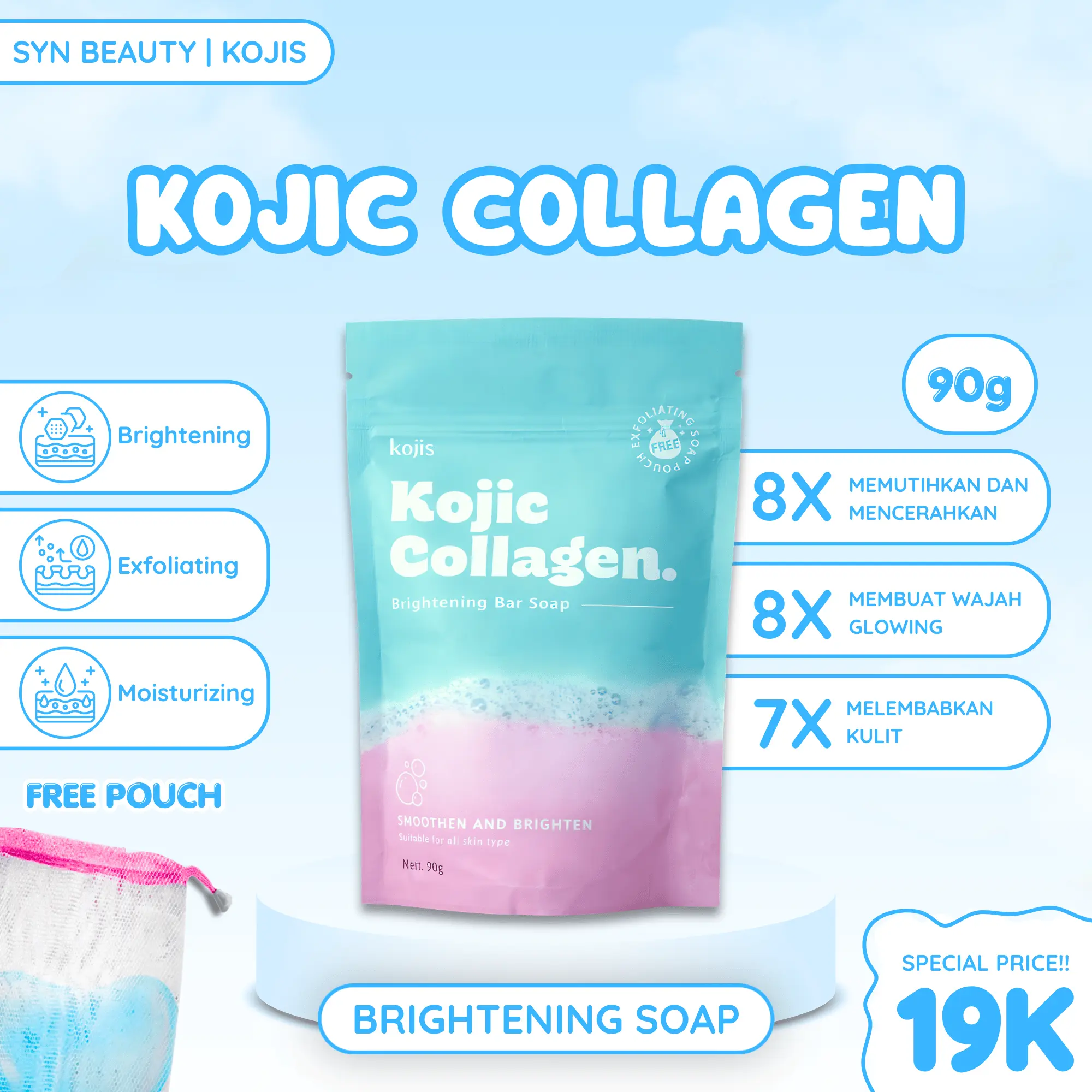 [1 PCS] Kojic Collagen Brighten Soap I Mengatasi Masalah Dan Mencerahkan Kulit