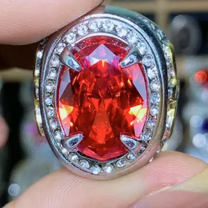 Cincin Permata Diamond Orange Shafire Kualitas Bangkok Ring Titanium Super Mewah Top Quality