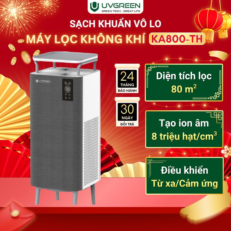 Máy Lọc Không Khí Diệt Khuẩn UVGREEN KA800 80m2 - Công Nghệ UVC LED Hiện Đại - Ion Âm Làm Sạch Không Khí Phòng Ngủ - Bộ Lọc HEPA H13 Chống Vi Khuẩn